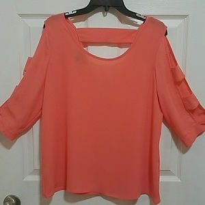 IZ Byer Ladder Sleeve Juniors Top Coral